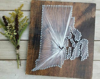 Rhode Island String Art, Rhode Island Home Sign, Rhode Island Decor, State string Art, Rhode Island Nail Art, Rhode Island gift, 11x13