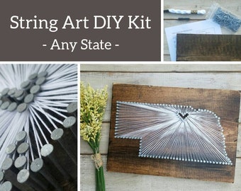 DIY Nebraska String Art Kit, State string Art Kit, Nebraska Nail Art, Nebraska love, Nebraska home, Custom sign, Nebraska decor, NE, 9x13