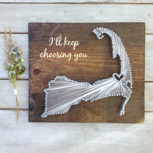 Cape Cod String Art, Rustic Wood Sign, Custom Location