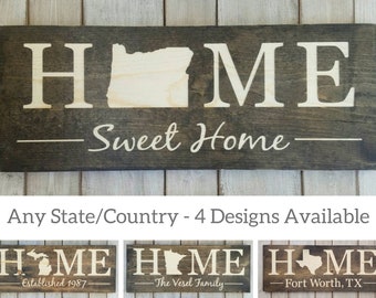 Oregon Home Sweet Home, Oregon Sign, Oregon Decor, Oregon Map, Oregon Home Decor Rustic Decor Oregon Print Oregon Gifts State Wall Art, 9x24