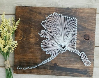 Custom Alaska String Art, Rustic Wood Sign, Personalized Home Decor