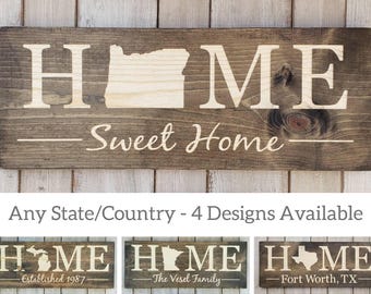 Oregon Home Sweet Home, Oregon Sign, Oregon Decor, Oregon Map, Oregon Home Decor Rustic Decor Oregon Print Oregon Gifts State Wall Art, 9x24