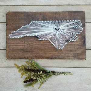 North Carolina String Art, Custom Location Sign, Rustic Home Decor