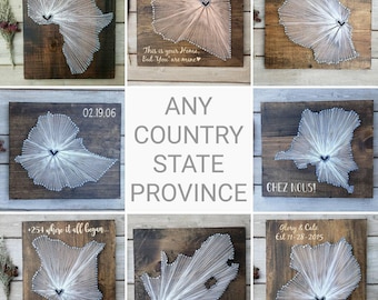 ANY Country/Province/State String Art, Africa Map,  Egypt Sign, Botswana Sign, Namibia Sign, Angola Sign, Zimbabwe Sign, Tunisia, Ghana Sign