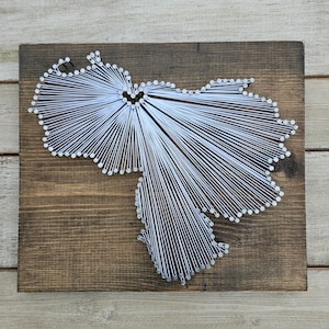 Venezuela String Art Map, Custom Location Sign, Rustic Wood Decor