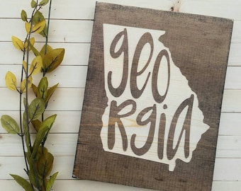 Georgia Sign, Georgia Decor, Georgia State Map, Georgia Love, Georgia Home Decor, Rustic Decor, Home Decor, State String Art, 9x11