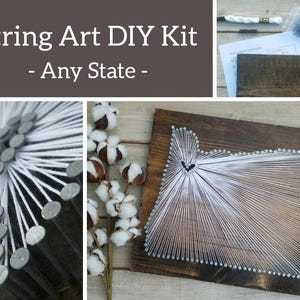 DIY Oregon String Art Kit, Rustic Wood State Map, Wall Decor