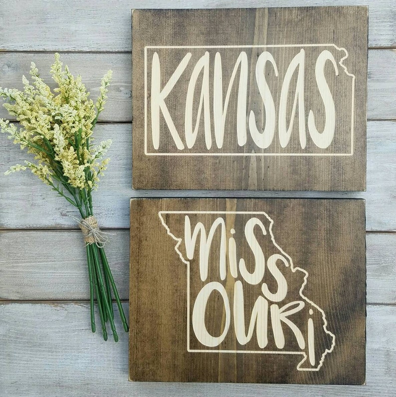 Kansas Sign Kansas Decor Kansas Kansas Love Kansas Home Etsy