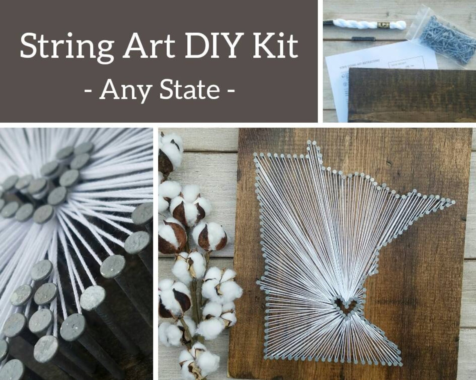 DIY Minnesota String Art Kit, State String Art Kit, Minnesota Nail Art ...