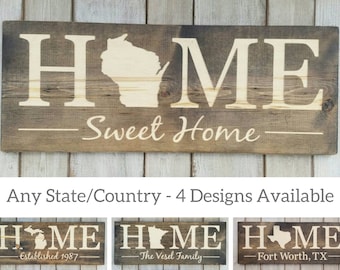 Wisconsin Sign, Home Sweet Home, Wisconsin Decor, Wisconsin, Wisconsin Love, Wisconsin Home Decor, Rustic Decor, Home Decor, State Art, 9x24