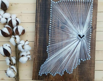 Indiana String Art, Indiana Home Sign, Indiana Decor, State string Art, Indiana Nail Art, Indiana Gift, Indiana custom sign, 9x13, 16x24