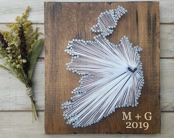 Ireland String Art sign, Ireland Wall Art, Ireland Nail Art Sign, Custom Sign, Rustic Decor, Wood Wall Art, 11x13