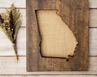 Georgia Sign, Burlap Print, Georgia Decor, Georgia State Map, Georgia Print, Georgia Home Decor, Rustic Decor, State String Art, 11x13