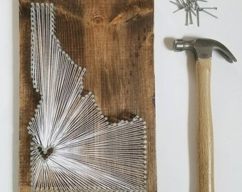 Idaho String Art, Idaho Decor, State string Art, Idaho Nail Art, Idaho Gift, Rustic Decor, custom sign, Idaho love, Idaho home, ID, 9x14
