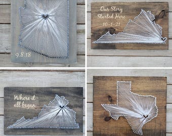 Virginia String Art, Virginia Decor, State string Art, Virginia Nail Art, Virginia Gifts, Rustic Map Decor, Virginia Map, 9x15,