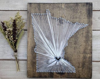 Minnesota String Art, Minnesota Decor, Minnesota Home Sign, Minnesota Nail Art, Rustic Decor, Minnesota Gift, Minnesota Map, 11x13, 24x24