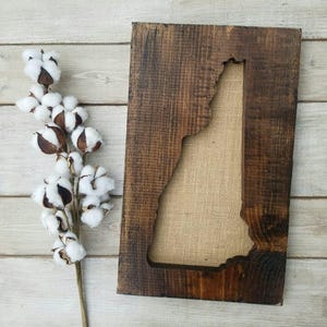 New Hampshire Sign, Burlap Print, New Hampshire Decor, New Hampshire, New Hampshire Love, New Hampshire Home Decor, Rustic Decor, 11x13