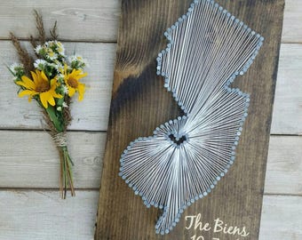New Jersey String Art, New Jersey Home Sign, New Jersey Decor, New Jersey Nail Art, New Jersey Gift, New Jersey custom sign, 9x15
