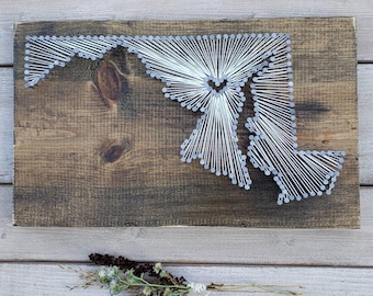 Maryland String Art, Maryland Home Sign, Maryland Decor, Maryland Nail Art, Maryland custom sign, Maryland Gift, Maryland Map, 9x15, 16x24
