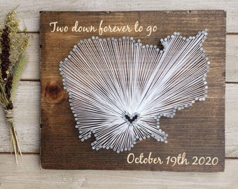 Cambodia String Art, Custom Heart Map, Rustic Wood Sign