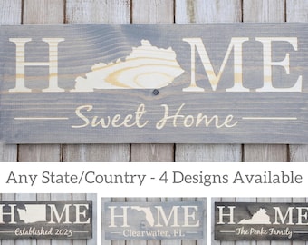 Kentucky State Wooden Sign, Home Sweet Home, Rustic Wall Decor