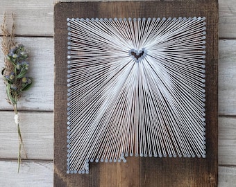 New Mexico String Art, New Mexico Home Sign, New Mexico Decor, New Mexico Nail Art, New Mexico Gift, Rustic Decor, 11x13, 24x24