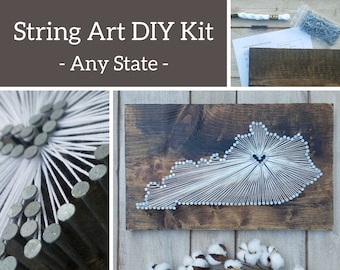 DIY Kentucky String Art Kit, State string Art Kit, Kentucky Nail Art, Kentucky Wall Art, Kentucky Gifts, Kentucky State Map, 9x13