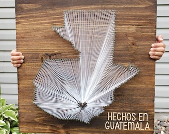 Guatemala String Art, Custom Wood Wall Decor, Rustic Home Sign