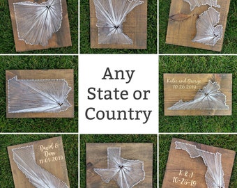 Custom State Map Wood String Art | Going Away from Home Gift | Personalized Keepsake