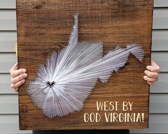 West Virginia String Art, West Virginia Decor, State string Art, West Virginia Nail Art, West Virginia Gifts, Rustic Decor, 11x13, 24x24