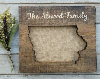 Iowa Sign, Burlap Print, Iowa Rustic Decor, Iowa State Print, Iowa Gifts, Iowa Wall Art, Iowa State Map, Custom Sign, Iowa University, 9x13