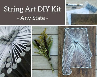 DIY Alabama String Art Kit, State string Art kit, Alabama Nail Art, Rustic Wood Wall Art, custom sign, Alabama map, Alabama print sign, 9x13