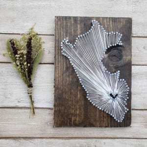 Peru String Art Sign, Rustic Wood Wall Decor, Custom Heart Map