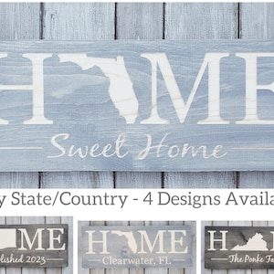 Florida State Sign, Home Sweet Home, Florida Decor, Wood Sign, Florida Love, Florida Home Decor, Rustic Decor, Home Decor, State Art, 9x24