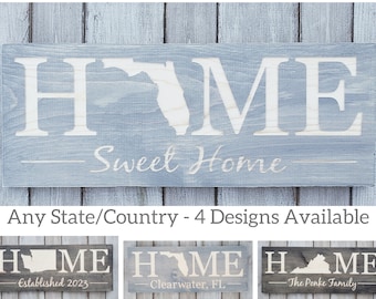 Florida State Sign, Home Sweet Home, Florida Decor, Wood Sign, Florida Love, Florida Home Decor, Rustic Decor, Home Decor, State Art, 9x24