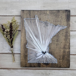 Minnesota String Art, Minnesota Decor, Minnesota Home Sign, Minnesota Nail Art, Rustic Decor, Minnesota Gift, Minnesota Map, 11x13, 24x24