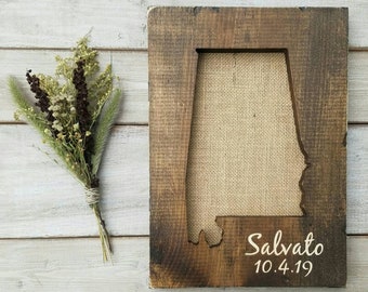 Alabama Sign, Burlap Print, Alabama Decor, Alabama State Map, Alabama Wall Art, Alabama Home Decor, Alabama Gifts, Rustic Decor, 9x13