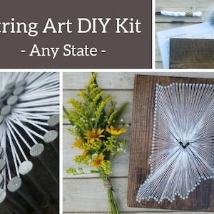 DIY Indiana String Art Kit, Rustic State Sign, Custom Engraved Option
