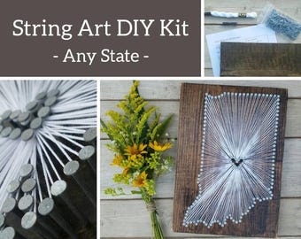DIY Indiana String Art Kit, State string Art Kit, Indiana Nail Art, Rustic Decor, custom sign, 9x13