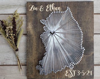 South Korea String Art Map, Rustic Wooden Wall Decor, Personalized Gift