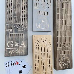 Personalized Cribbage Board, Wood Anniversary Gift, Custom Cribbage Board, Engraved Cribbage Board, Board Game, Game Night, Cribbage, 3.5x15 image 10