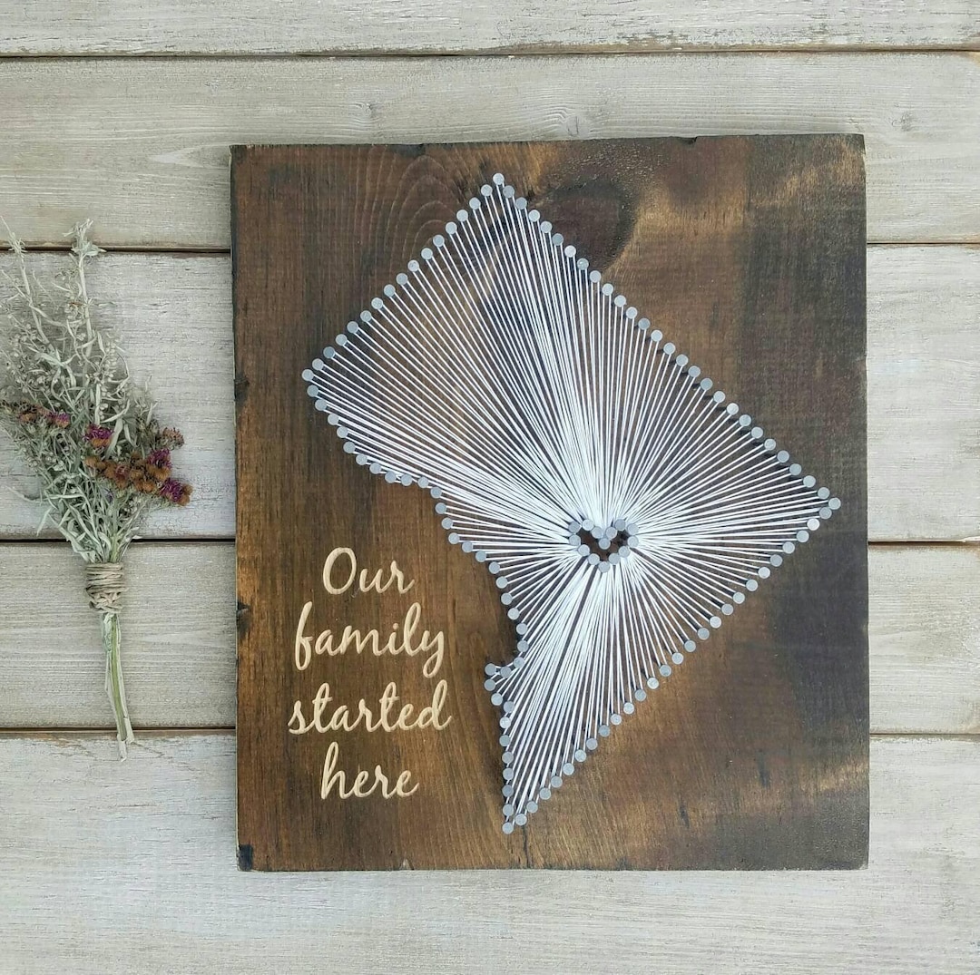 Washington DC String Art, Rustic Wood State Sign, Custom Location - Etsy