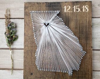 Georgia String Art Map, Custom Anniversary Gift, Rustic Home Decor