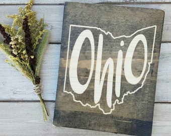 Ohio Sign, Ohio Decor, Ohio Gifts, Ohio Love, Ohio Home Decor, Rustic Decor, Ohio Wall Art, Rustic Decor, Home Decor, State Art, 9x11