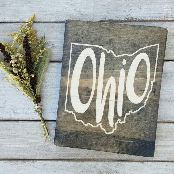 Ohio Sign, Ohio Decor, Ohio Gifts, Ohio Love, Ohio Home Decor, Rustic Decor, Ohio Wall Art, Rustic Decor, Home Decor, State Art, 9x11