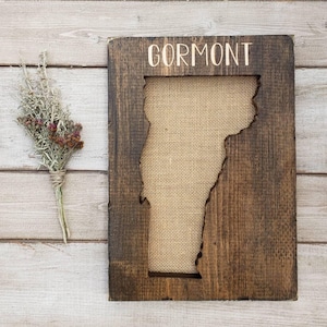 Vermont Sign, Burlap Print, Vermont Decor, Vermont, Vermont Love, Vermont, Vermont Home Decor, Vermont Gift, Rustic Decor, 9x13