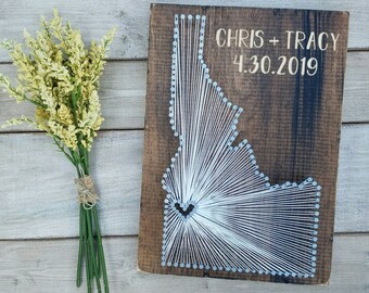 Idaho String Art, Idaho Decor, State string Art, Idaho Nail Art, Idaho Gift, Rustic Decor, custom sign, Idaho wall art, Idaho home, 9x13