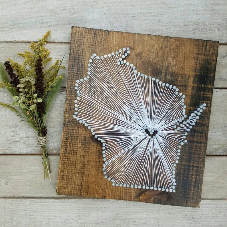 11x13 Wisconsin Nail Art Wisconsin String Art custom sign State string Art Wisconsin Decor Rustic Decor Wisconsin Gift Wisconsin Map