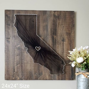 California String Art, California Decor, State string Art, California Nail Art, California Map, California Wall Art, 11x13, 24x24 image 6