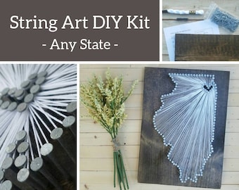 DIY Illinois String Art Kit, State string Art Kit, Illinois Nail Art, Rustic Decor, Illinois Wall Art, Illinois Home, Illinois Decor, 9x13